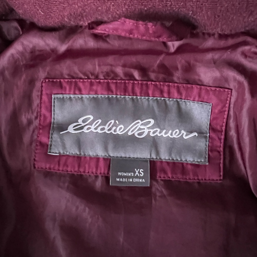 Eddie Bauer Burgundy Women’s Quilted Down Hooded Jacket - XS - Picture 7 of 10